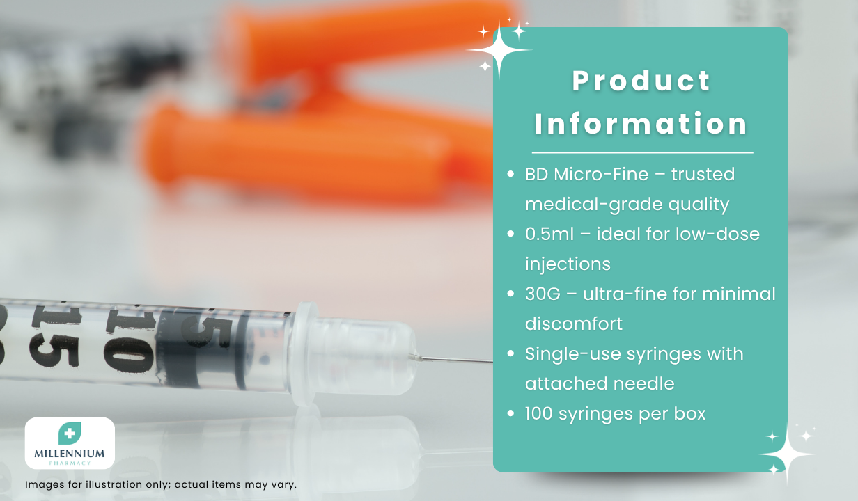BD Microfine Syringe + Needle 0.5ml 30G (100) - 3