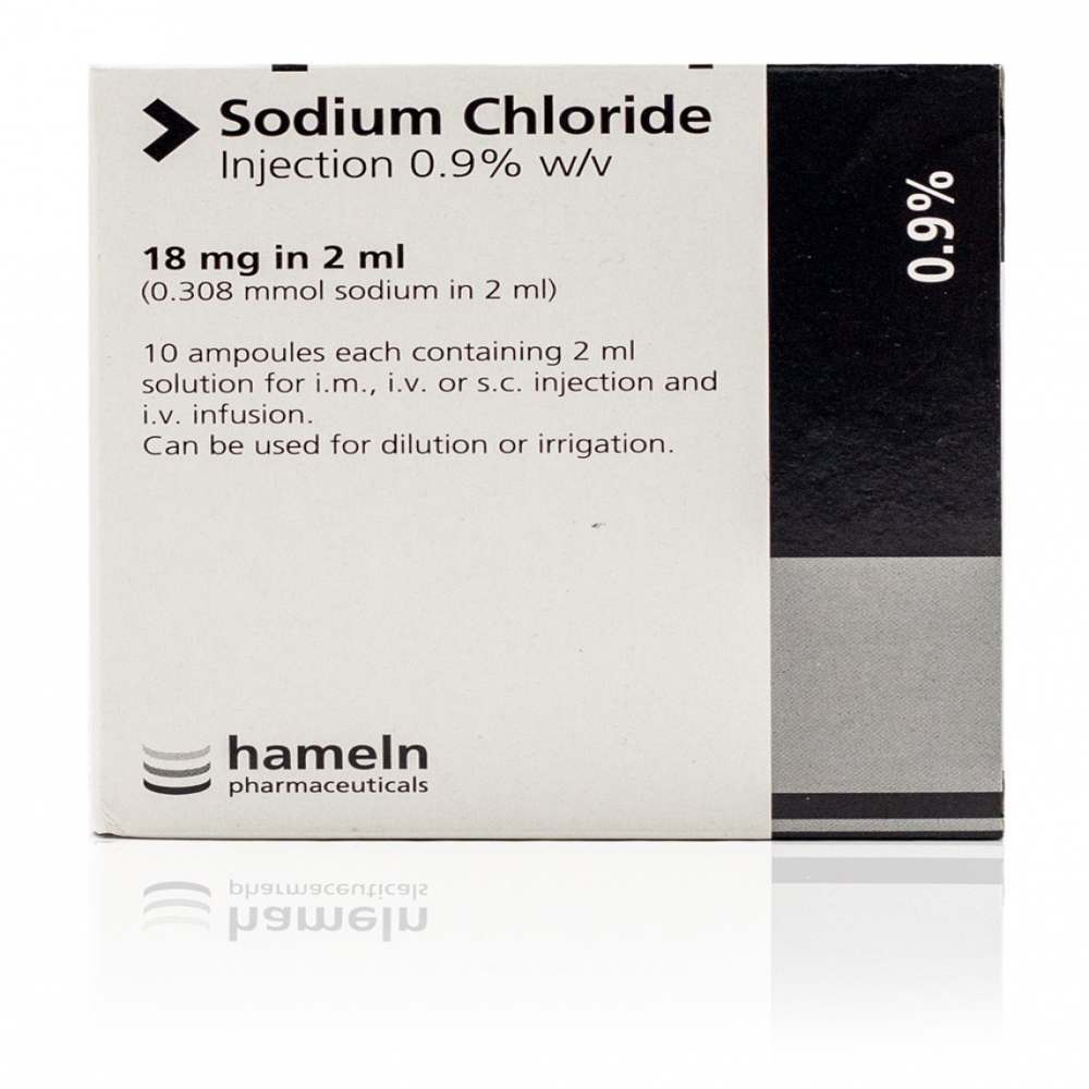 Sodium Chloride Injection 0.9% (18mg in 2ml), 10 ampoules - 1