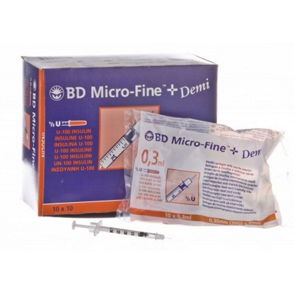BD Microfine Syringe + Needle 0.3ml 30G  (100) - 1