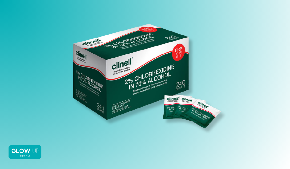 CLINELL 2% CHLORHEXIDINE DEVICE WIPES IN 70% ALCOHOL - BOX OF 240 - 1