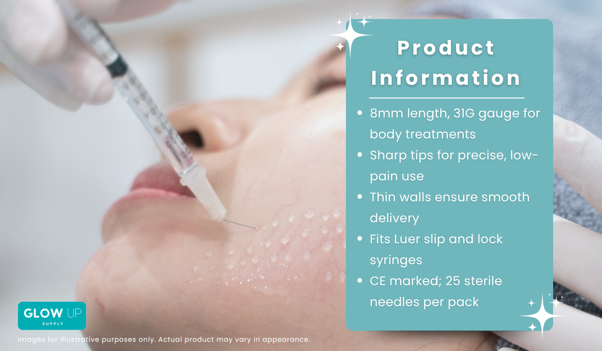 31G X 8MM MESOTHERAPY NEEDLES - PACK OF 25 - 2