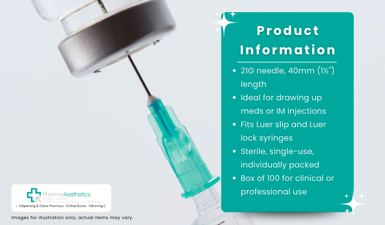 BD Green 21G x 40mm (1 x 1/2) Needle 100s - 3