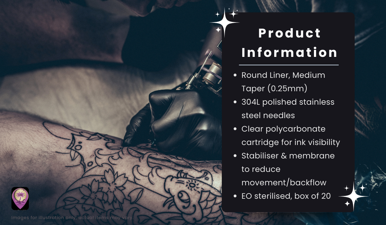 Dragonhawk Mast Pro Needle Cartridges - Round Liner  1RL, RL 08 0.25mm. Box 20 - 4