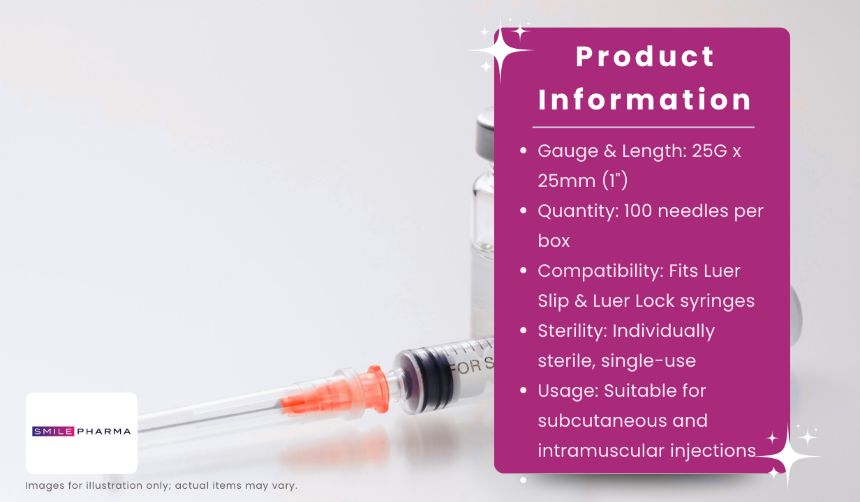 BD ORANGE 25G X 25MM (1") NEEDLE 100S - 2