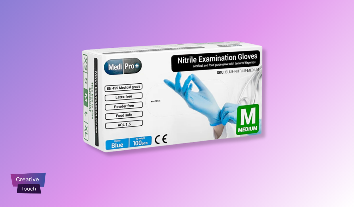 Blue Nitrile Gloves Medical Grade Cat III PPE Medium x 100 - 1
