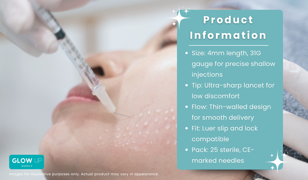 31G X 4MM MESOTHERAPY NEEDLES - PACK OF 25 - 3