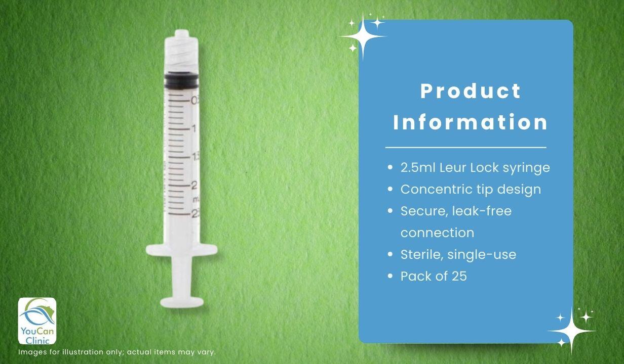 Luer Lock Syringe 2.5ml (Pack of 25) - 3