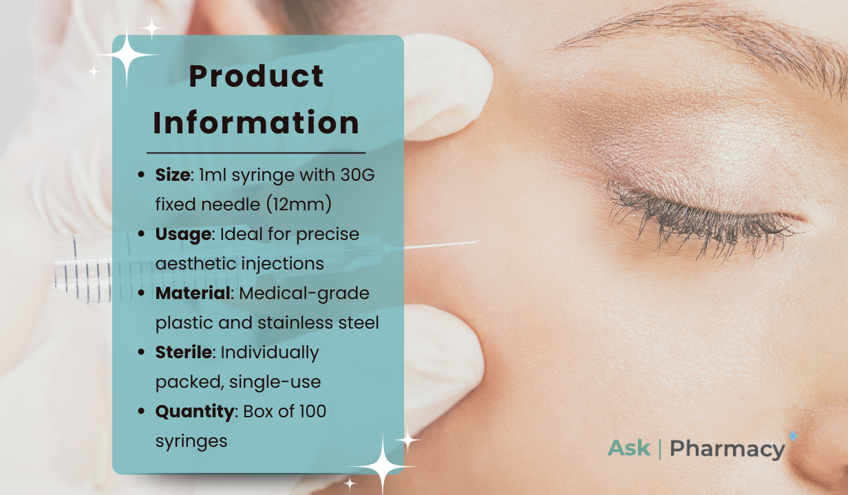 Unisharp 1ml 30G Fixed Needle Syringe box of 100 - White (12mm Needle) - 3