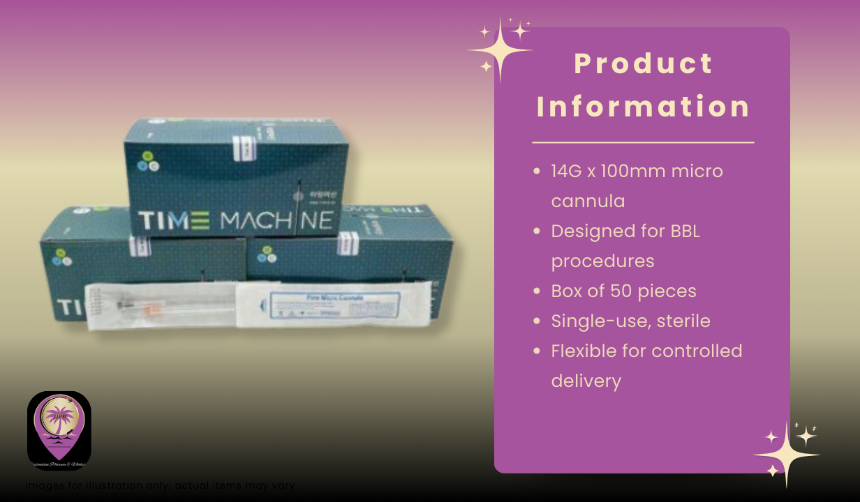 Time Machine Micro Cannula – 14G 100MM for BBL- Box of 50 - 3