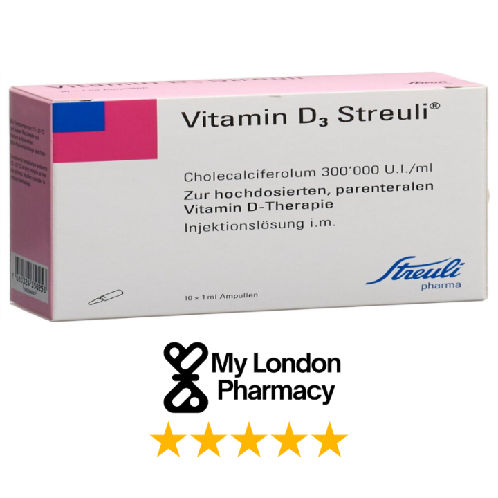 Vitamin D3 (Colecalciferol 300,000iU) IM Injection (pack of 10 x 1mL vials) alternative to Ergocalciferol - 1