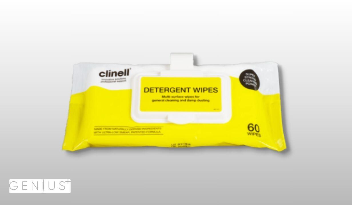 CLIP-ON PACK OF DETERGENT WIPES (60 PER PACK)