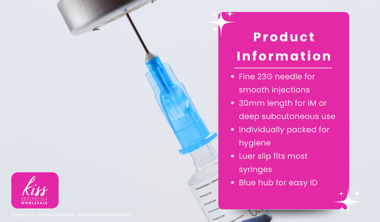 Unisharp Needle 23g 1 1/4” (30mm) (long blue) – x 100 Thumbnail 2