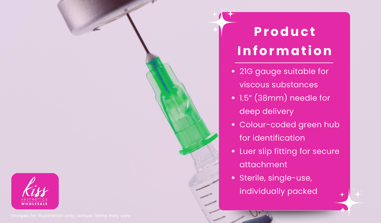 Unisharp Needle 21g 1.5” (38mm) (Green) – x 100 - 3