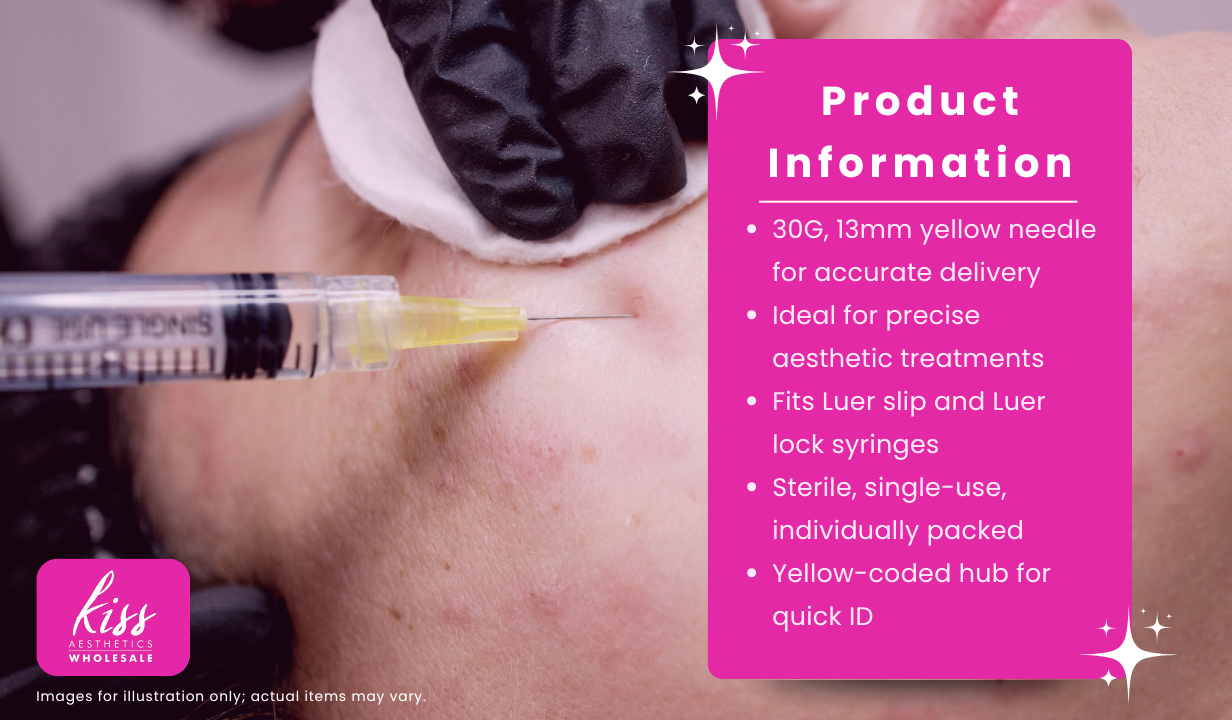 Unisharp Needle 30g 1/2” (13mm) (Yellow) – x 100 - 3