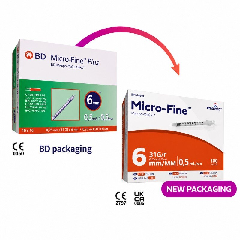Micro-Fine U100 Fixed Needle Syringe, 0.5 mL, 30G x 8 mm, Box of 100 (BD/Embecta) Thumbnail 1