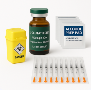 L-Glutathione Injection Kit 1800mg in 10ml - IV or Subcut + Injection Kit Including - 1