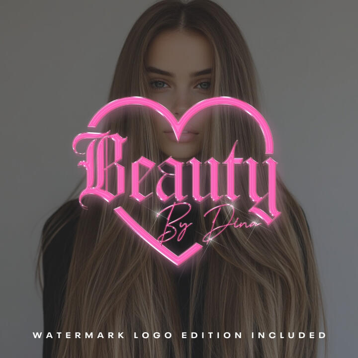 Pink gloss heart | Premade Logo | Your Name Added | FREE Watermark | Ready in 3 Days - 3