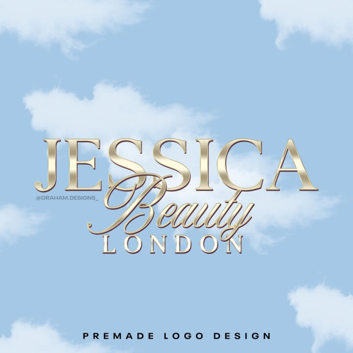 Blue Gold Cloud | Premade Logo | Your Name Added | FREE Watermark | Ready in 3 Days - 1