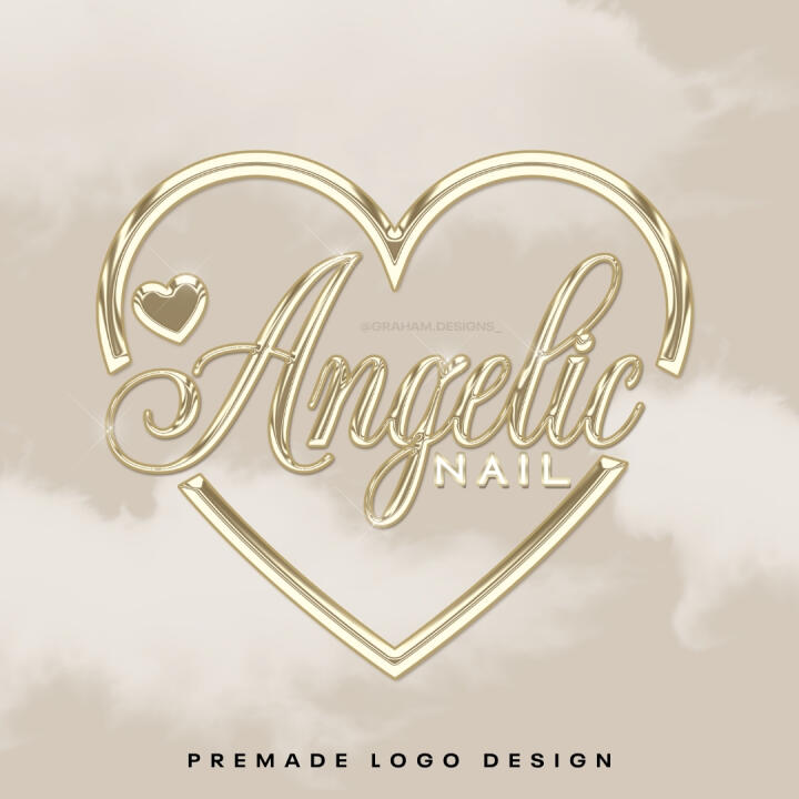 GOLD GLOSS HEART | PREMADE LOGO | YOUR NAME ADDED | FREE WATERMARK | READY IN 3 DAYS Image