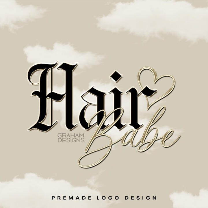 GOTHIC BEIGE CLOUD LOGO | PREMADE LOGO | YOUR NAME ADDED | FREE WATERMARK | READY IN 3 DAYS Image