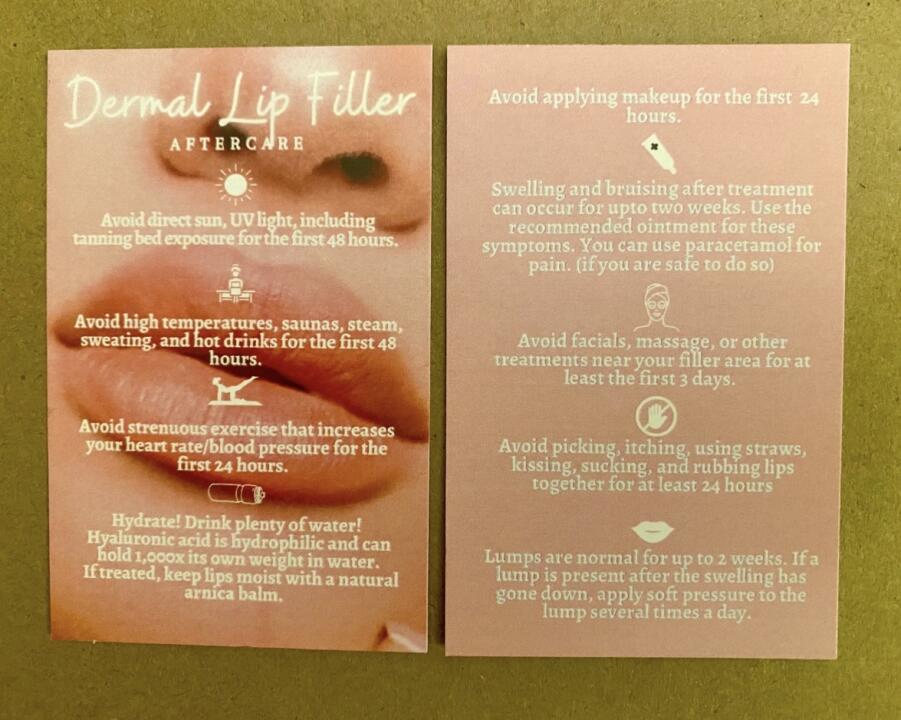 Aftercare Post Treatment Cards - 25 - Lip Filler