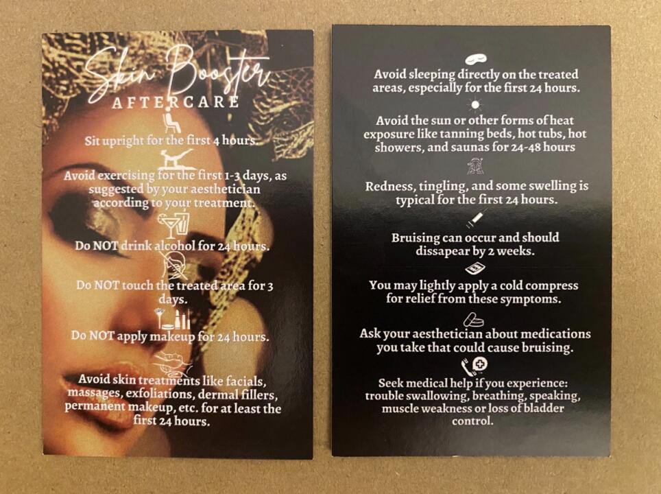 Aftercare Post Treatment Cards  -25 - Skin Booster