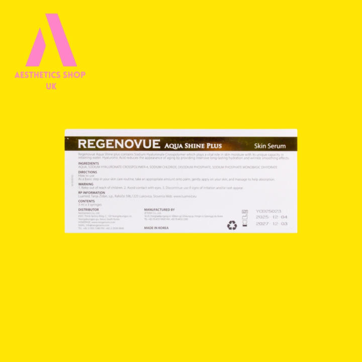 Regenovue Aqua Shine Plus (3x3mL syringes) Thumbnail 1