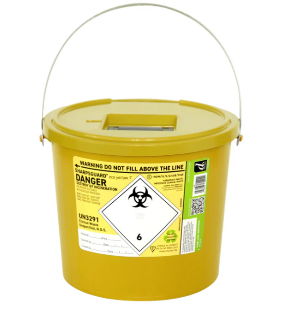 Sharpsguard - Yellow 7 Ltr Sharps Bin