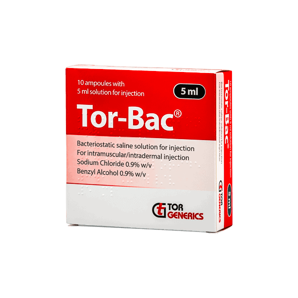 TorBac Bacteriostatic Saline 5ml (x10) - 2