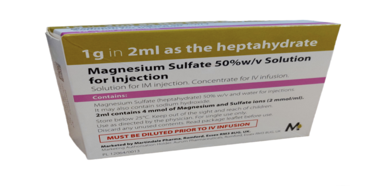 Magnesium Sulfate Injection 50%w/v (10 x 2ml) IM solution / IV concentrate
