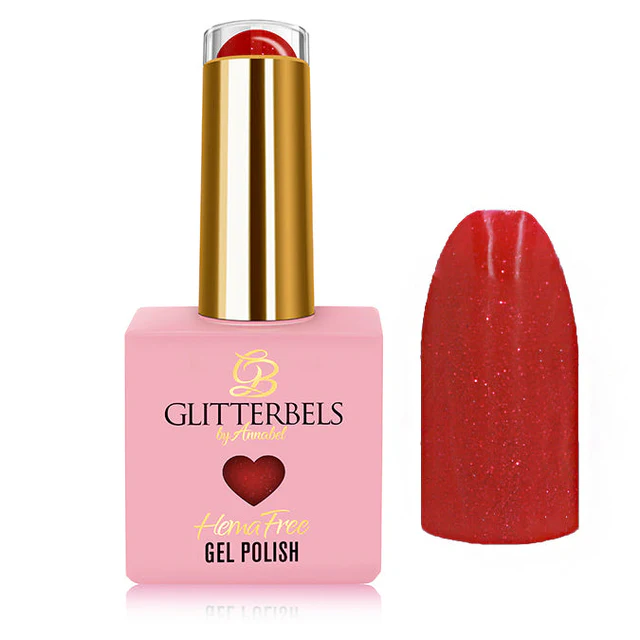 Hot Red Sparkle Hema Free Gel Polish by Glitterbels Image