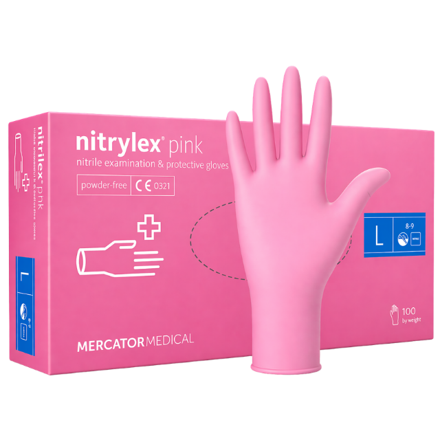 Pink Nitrile Gloves Powder Free (Large)