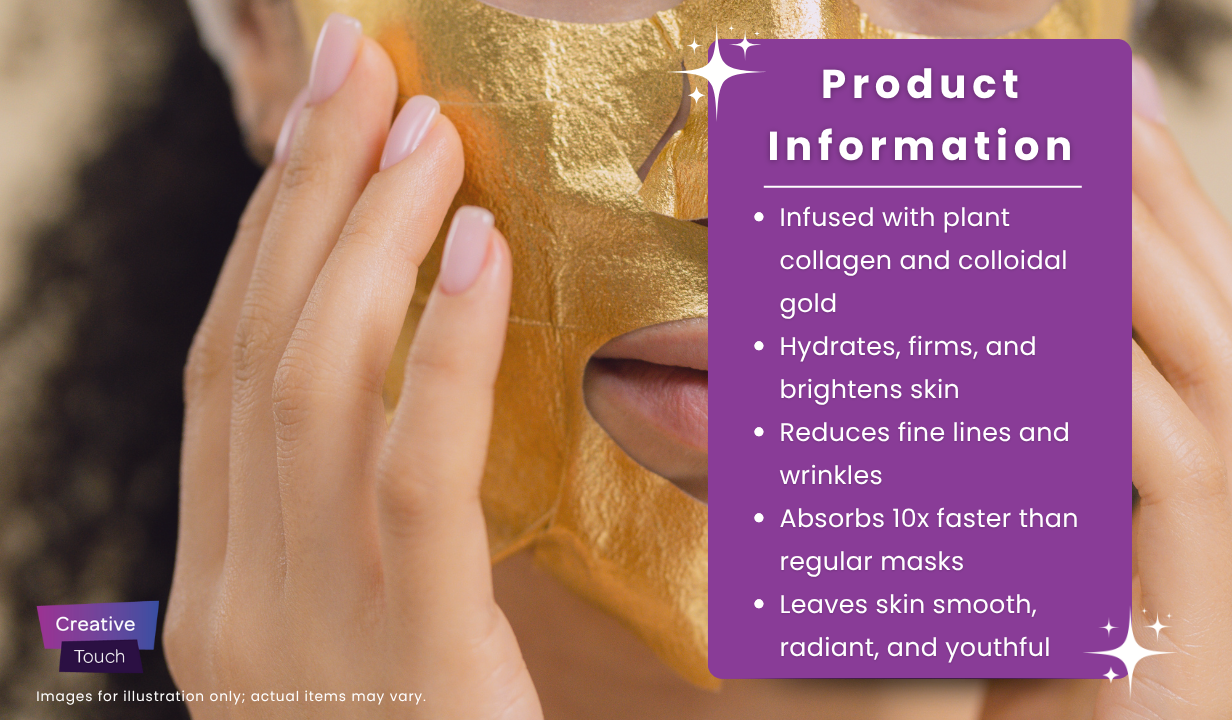 24K GOLD BIO COLLAGEN CRYSTAL FACE MASK x 3 Thumbnail 1