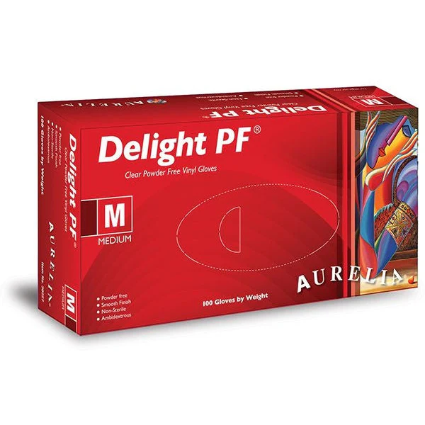 DELIGHT MEDIUM POWDER FREE CLEAR VINYL GLOVES x 100 Image