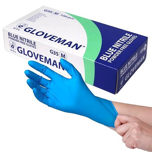 100 blue disposable nitrile gloves (large)