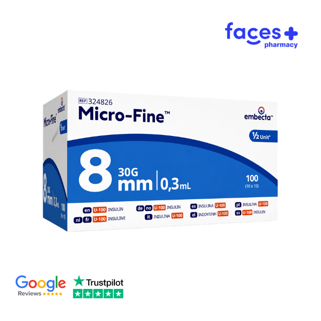 BD (EMBECTA) Micro-Fine 0.3ml Insulin Syringe & Needle 8mm x 30g x 100 - 0.3ML