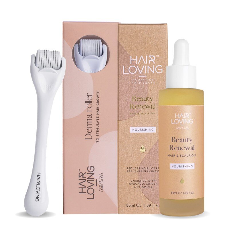 Beauty Renewal Hair and Scalp and Derma Roller Regrowth Bundle Oil for Hair Loss 50ml