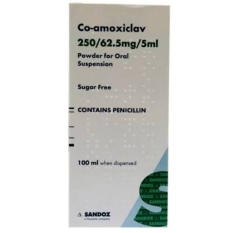 Co-amoxiclav 250/62.5 mg/5 ml Powder