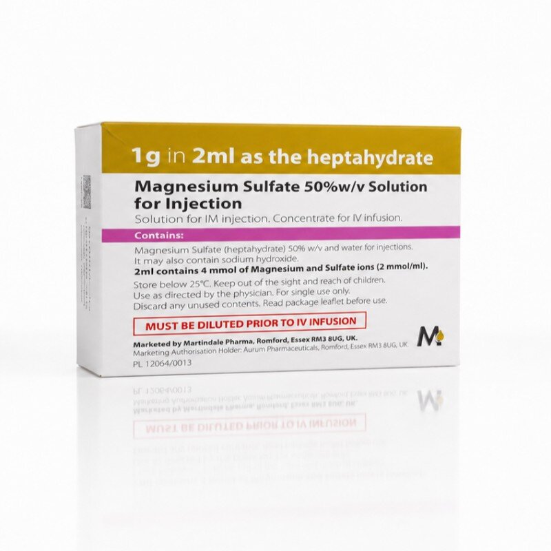 Magnesium Sulfate Injection 50%w/v (10 x 2ml) (IM solution/IV concentrate)