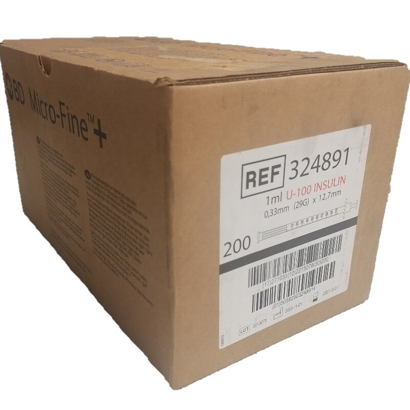 BD Micro-Fine Plus U100 1ml Syringe 0.33mm (29G) x 12.7mm - Box of 200 (Ref: 324891)