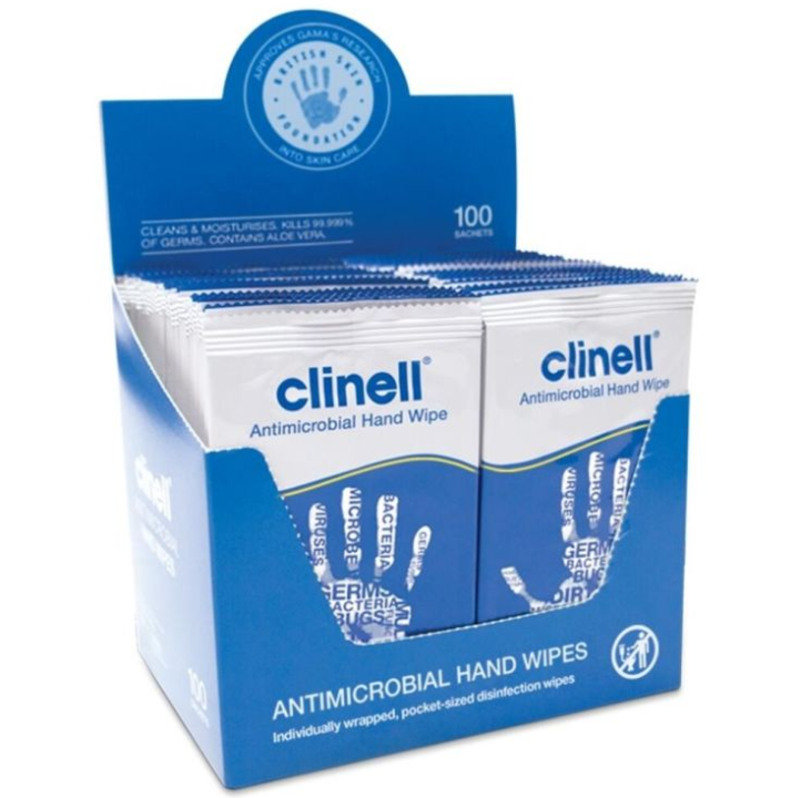 Clinell Antimicrobial Hand Wipes (Ref: CAHW100)