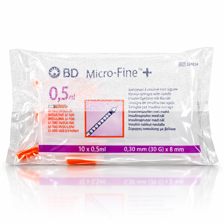 BD Micro Fine Plus 0.5ml U100 30G 8mm x 10