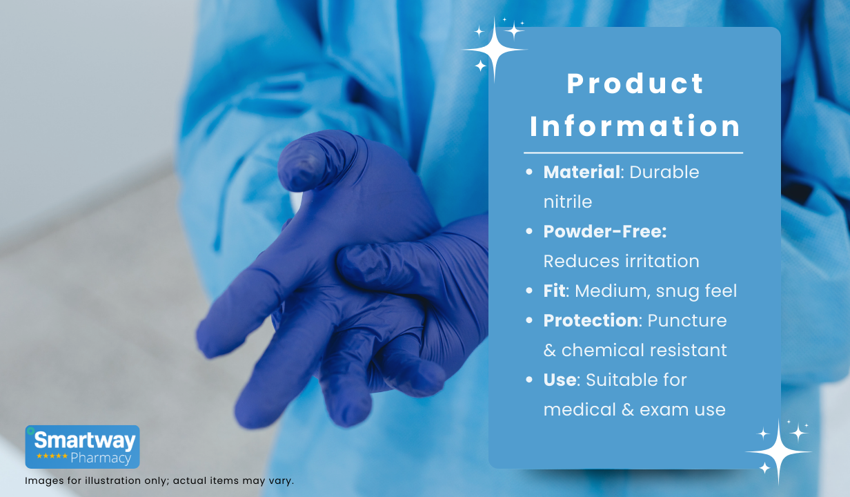 Nitrile Powder free Blue Examination gloves (medium) - 3