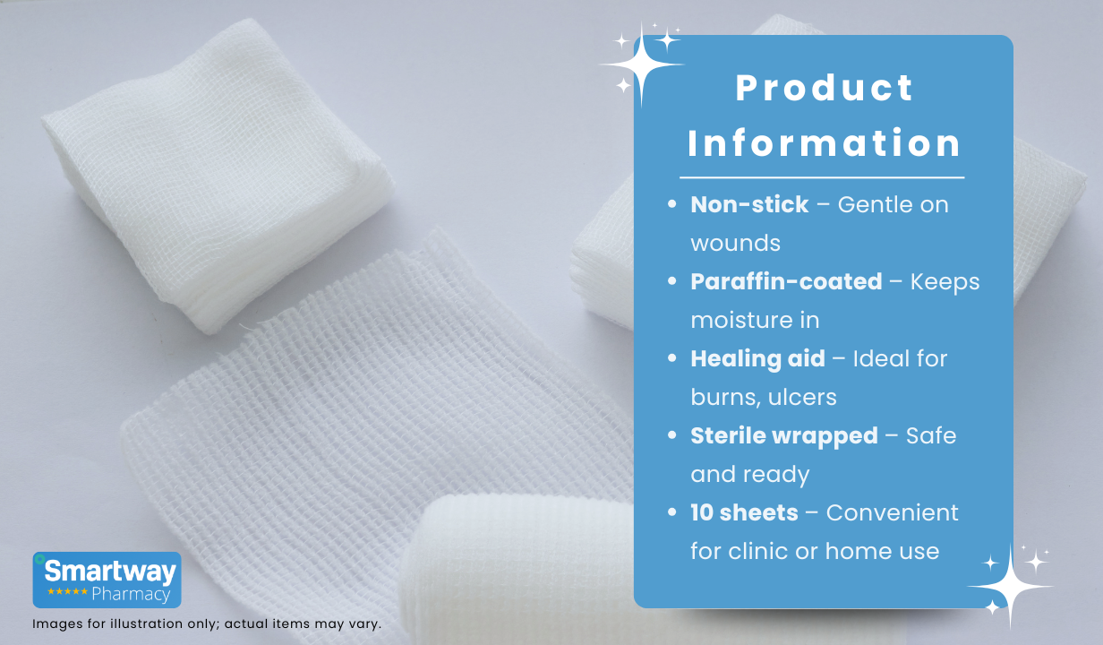 Paraffin Gauze 10cm x 10cm, 10 sheets - 3