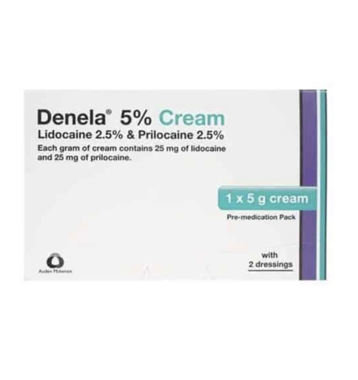 DENELA 5% NUMBING  CREAM (LIDOCAINE & PRILOCAINE) 5g tube & 2 dressings - 1