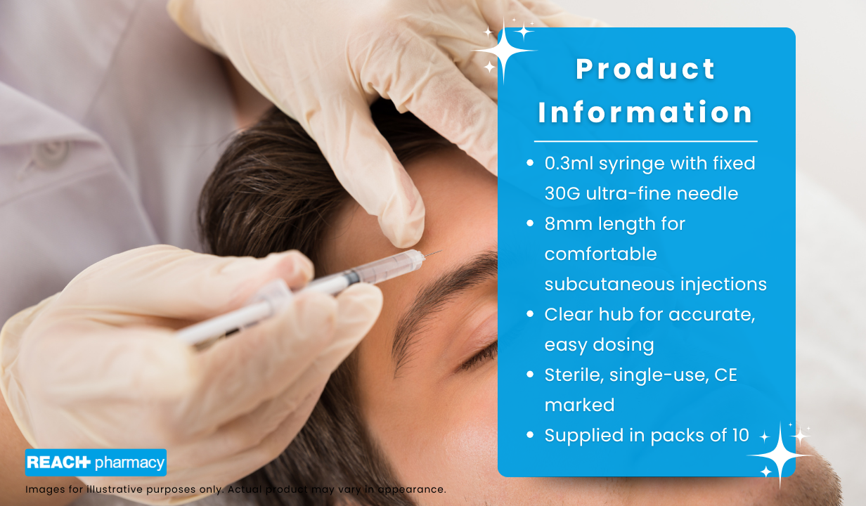 BD Microfine Syringe and Needle u100 0.3ml 30g 8mm BOX OF 100 - 4