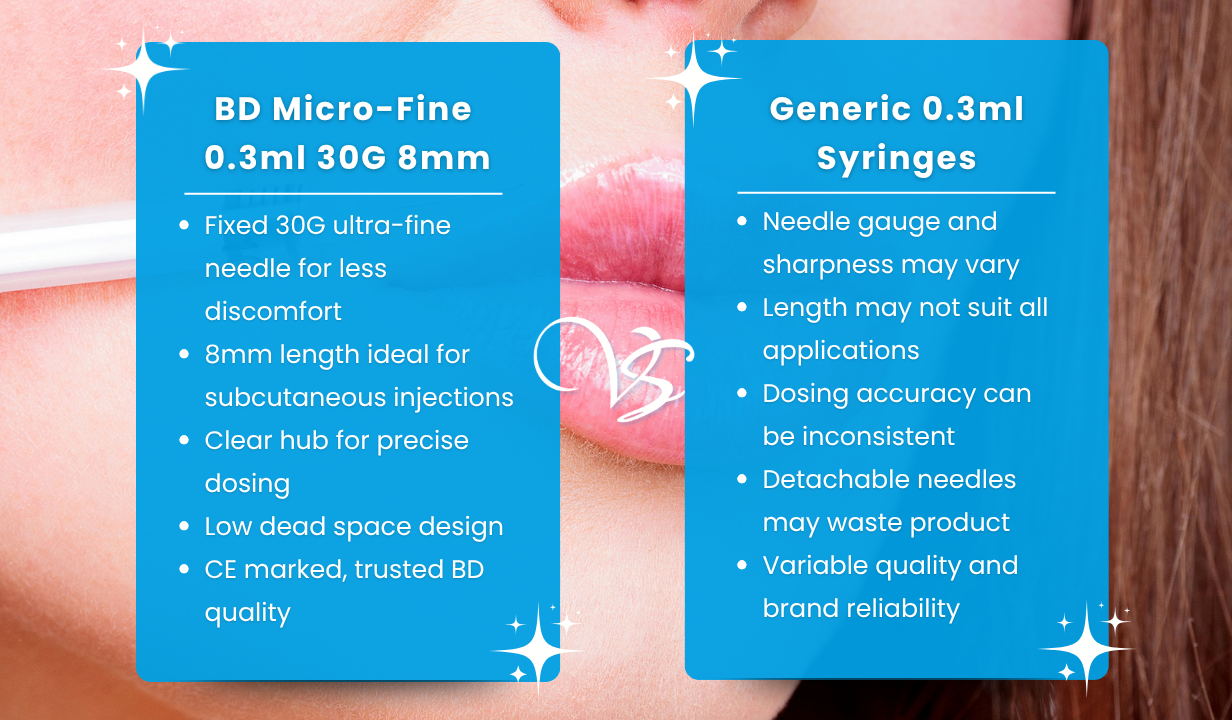 BD Microfine Syringe and Needle u100 0.3ml 30g 8mm BOX OF 100 - 5