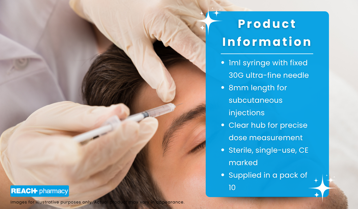 BD Microfine Syringe and Needle u100 1ml 8mm 30g BOX OF 100 - 3