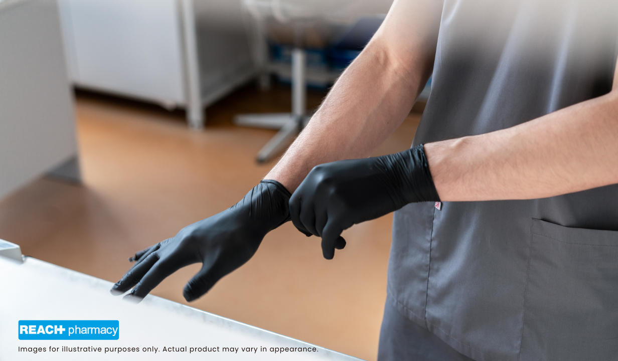 Nitrile Examination Gloves S-XL Meditrade Powder Free Black pack of 100 - 3