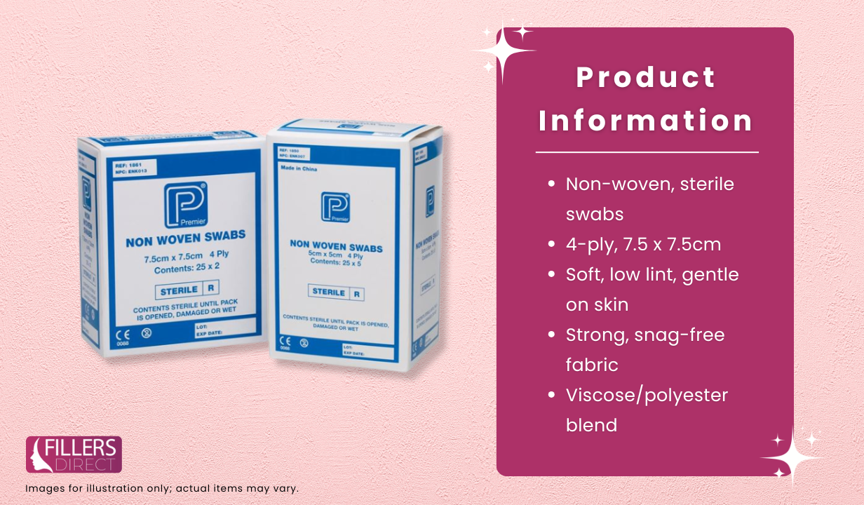 Non-Woven Swabs Sterile 4 ply 7.5x7.5cmx5 packs of 5 - 3